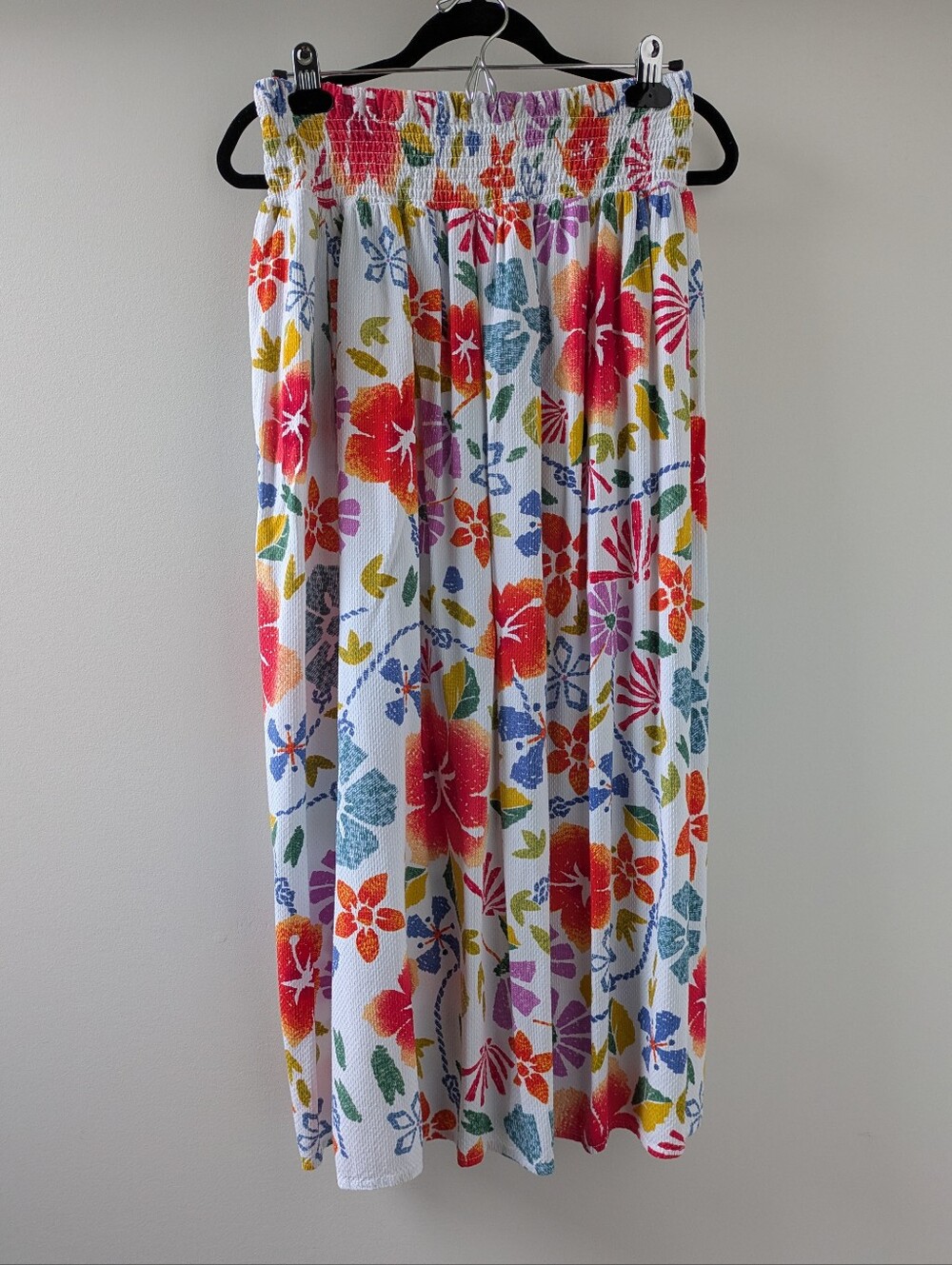 Cynthia Rowley White Midi Skirt with Bright Floral Print